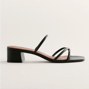 Reformation Avril Heeled Sandal - Black Leather - 6.5